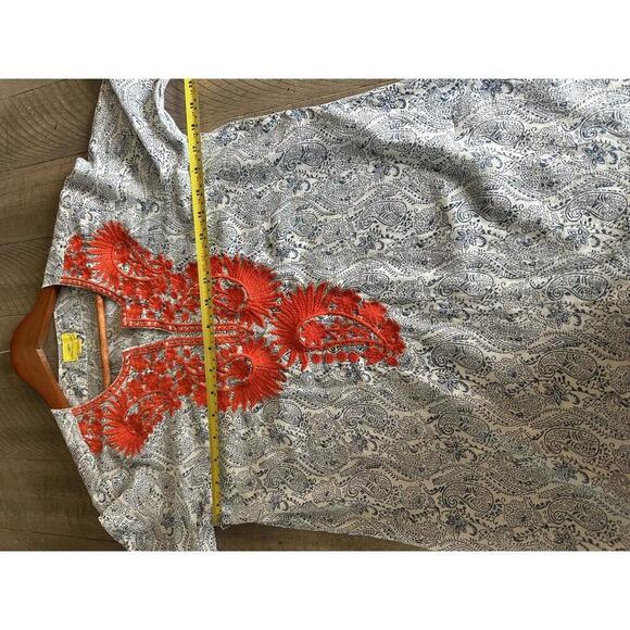 Roberta Roller Rabbit Embroidered 3/4 Sleeve Tunic Blue/Orange Women’s size XS - Picture 9 of 11